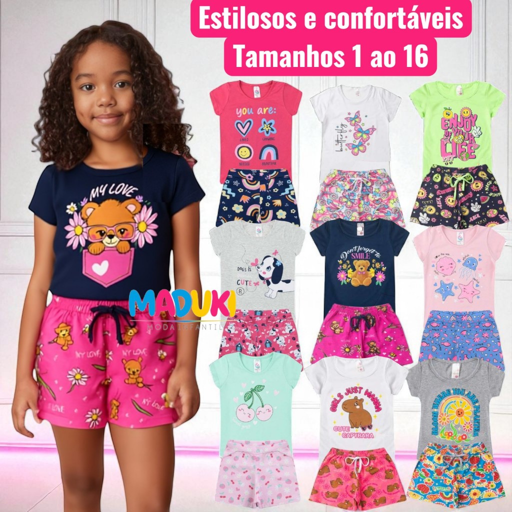Kit 10 Peças Premium Infantil Juvenil Menina Verão 1 a 16 Conjunto