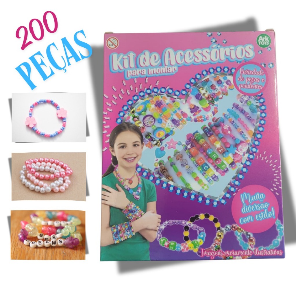 kit faça você mesma jóias miçangas com 200 peças sortidas para montar jóias coloridas
