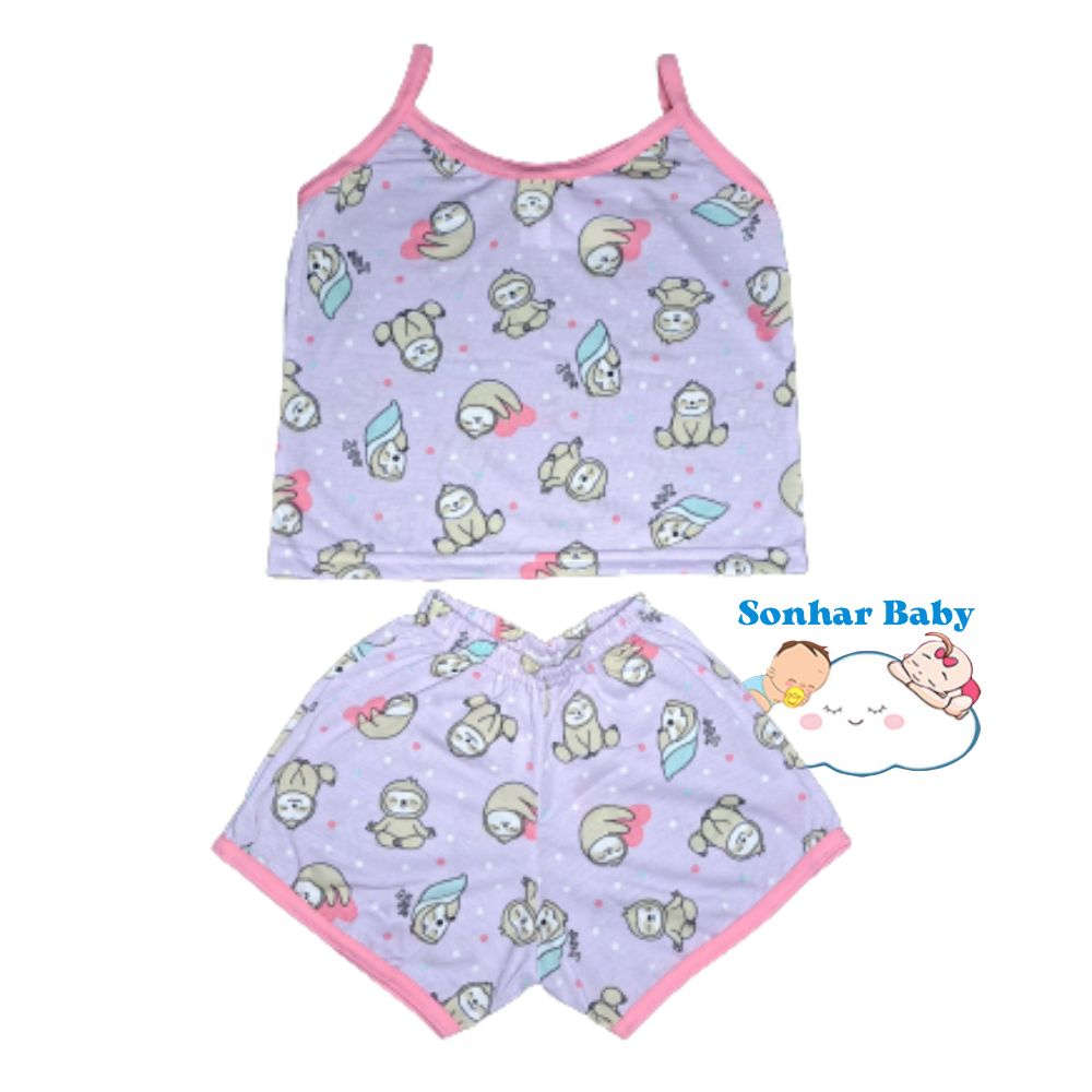 Baby Doll Infantil Menina de Alcinha Conjunto Blusa e short  1 a 8 anos