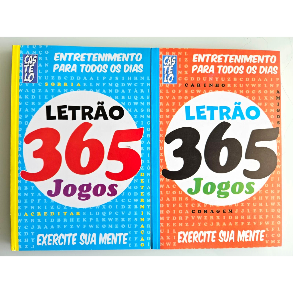 Kit 2 Livros 365 Caça Palavras Letrão Letra Grande Mais de 5000 Palavras Vários Jogos Passatempos