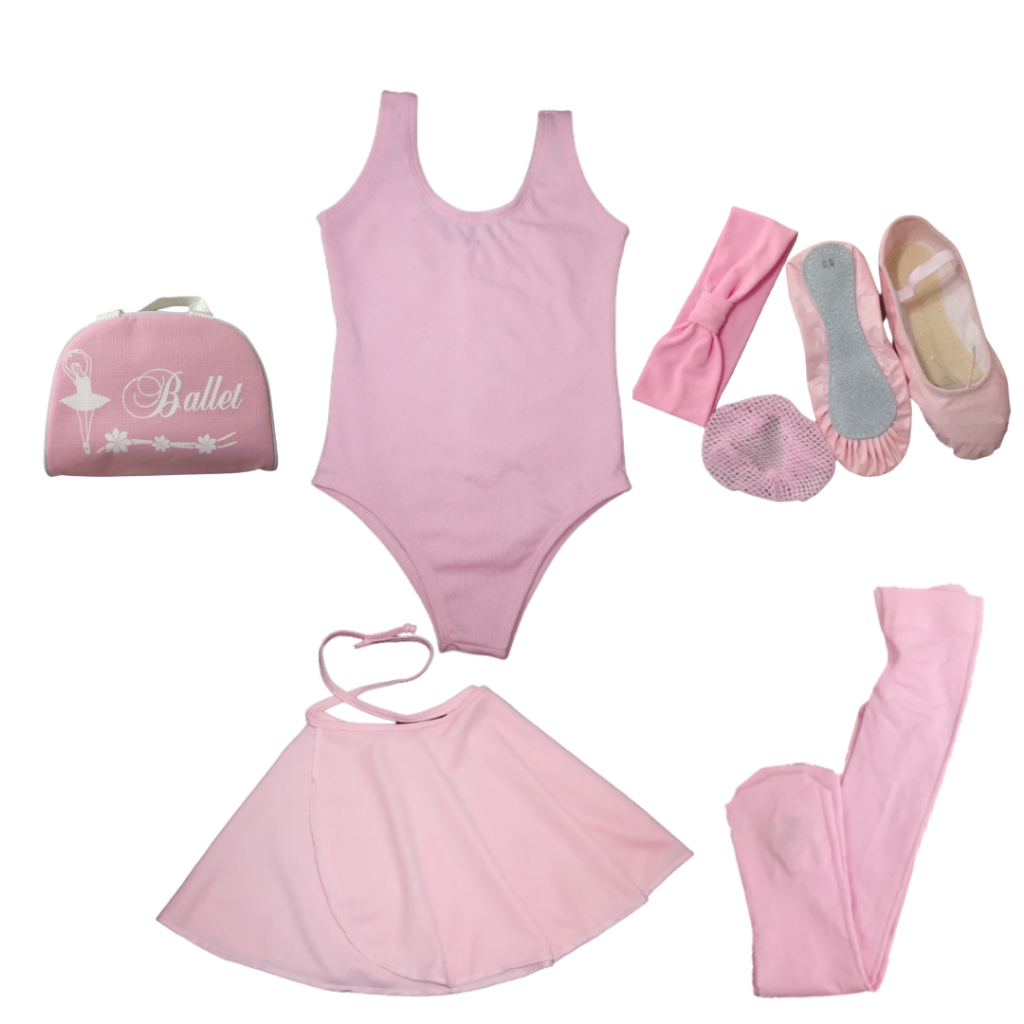 Kit Roupa Ballet 7 Peças Uniforme Figurino Infantil Balé