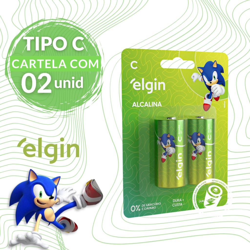 Pilha Alcalina C Blister C/2 Unidades Elgin