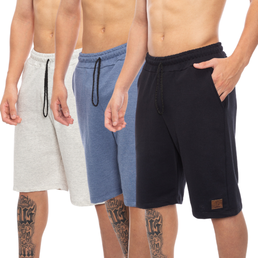 Kit 2 Bermudas de Moletom Masculina Academia Casual Treino