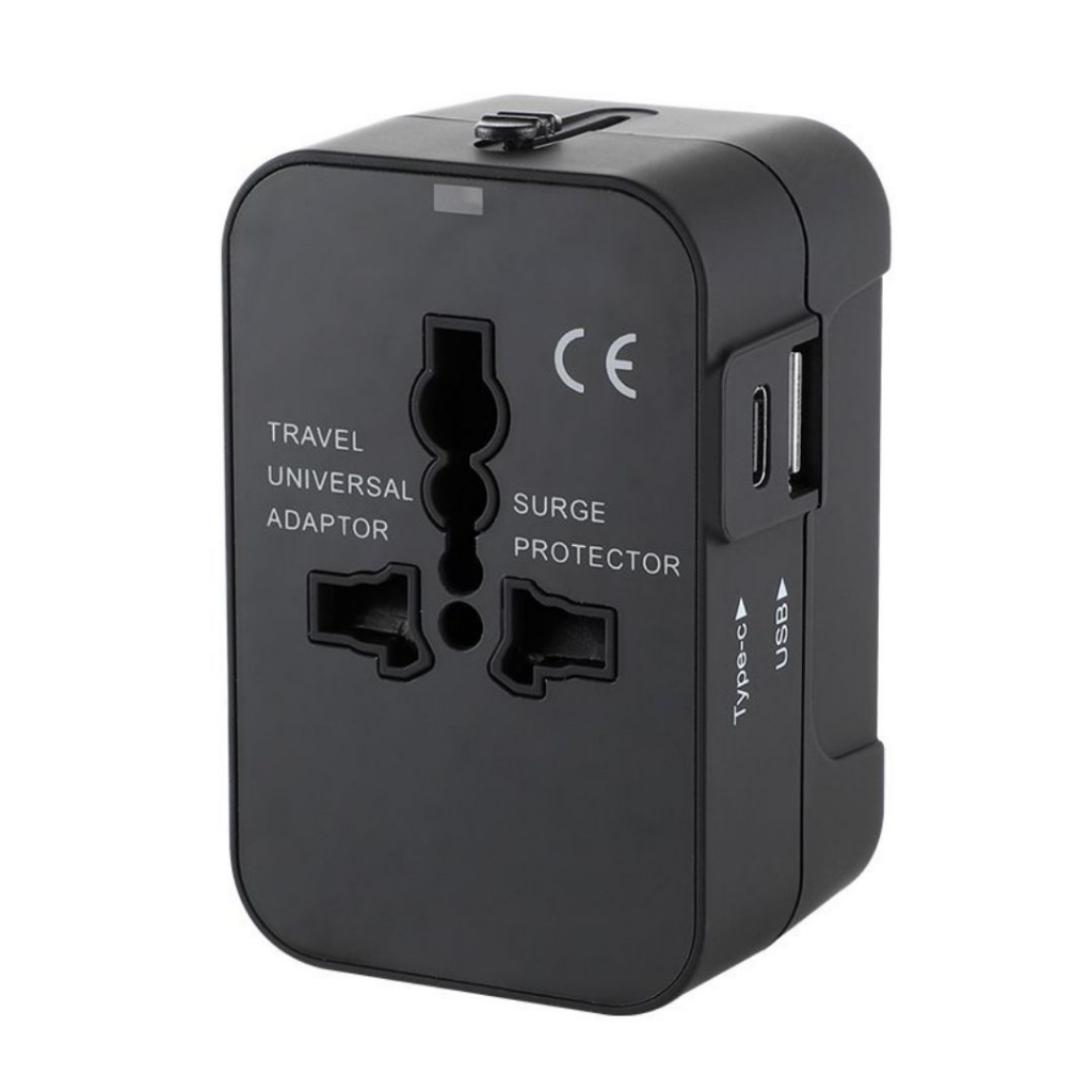 Adaptador de Tomada Universal Com Usb E Usb-c Viagem 150 Países Type-c Uk Eua Europa