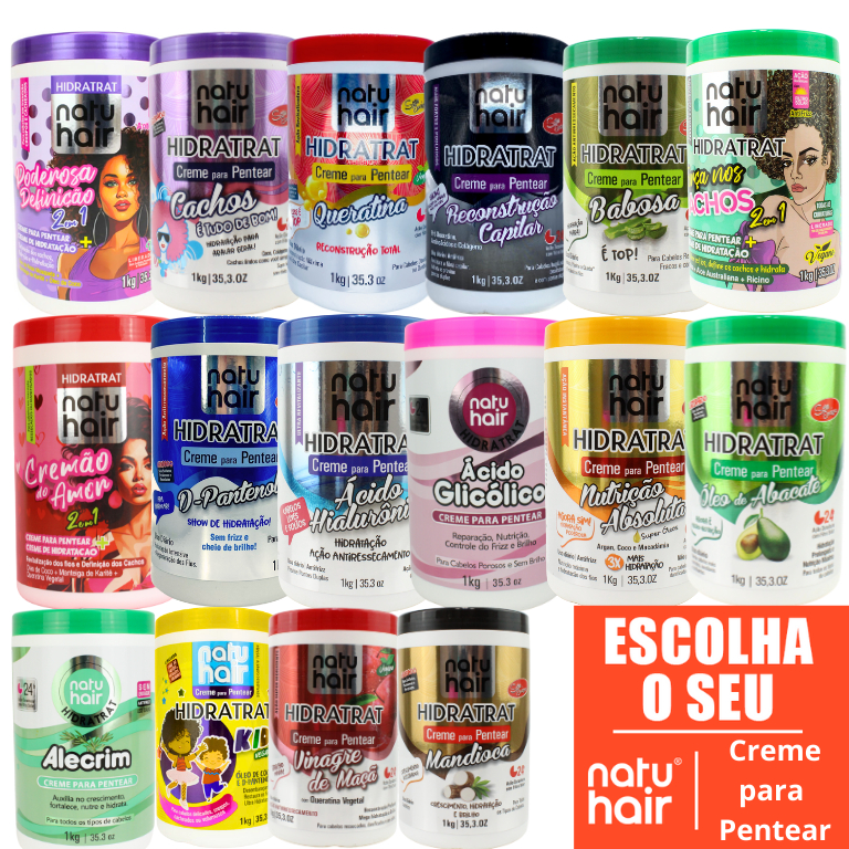 Creme para Pentear NatuHair 1Kg Definição Antifrizz Hidratação Nutrição Desembaraçador de Fios