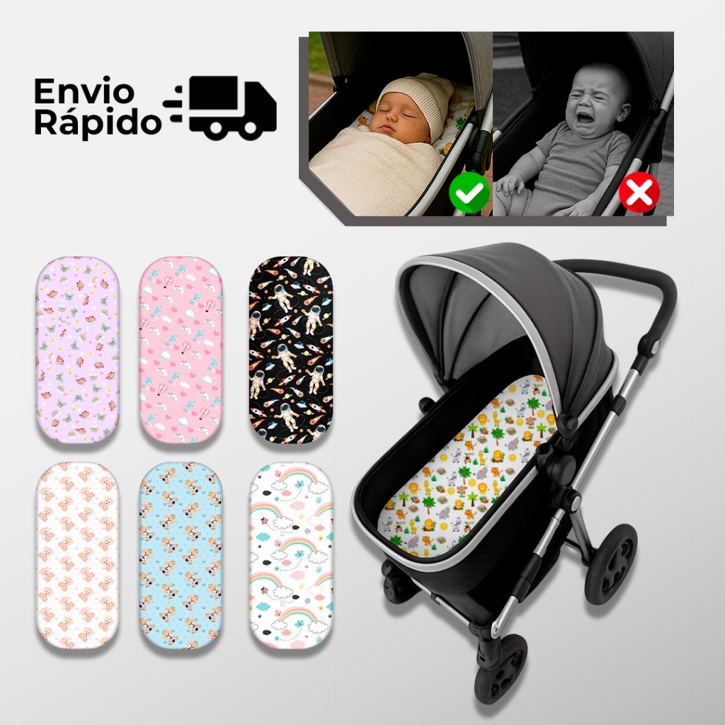 Colchão para carrinho Moises Colchonete carrinho com fronha Menino, Menina e Neutro luxo