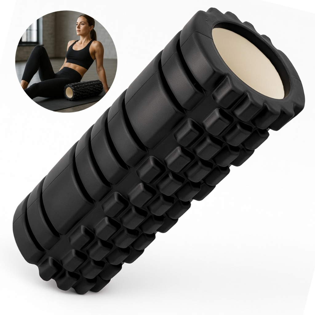 Rolo Liberação Miofascial 33cm Textura Alívio Muscular Massagem Pós Treino Compacto Portátil  Foam Roller Funcional