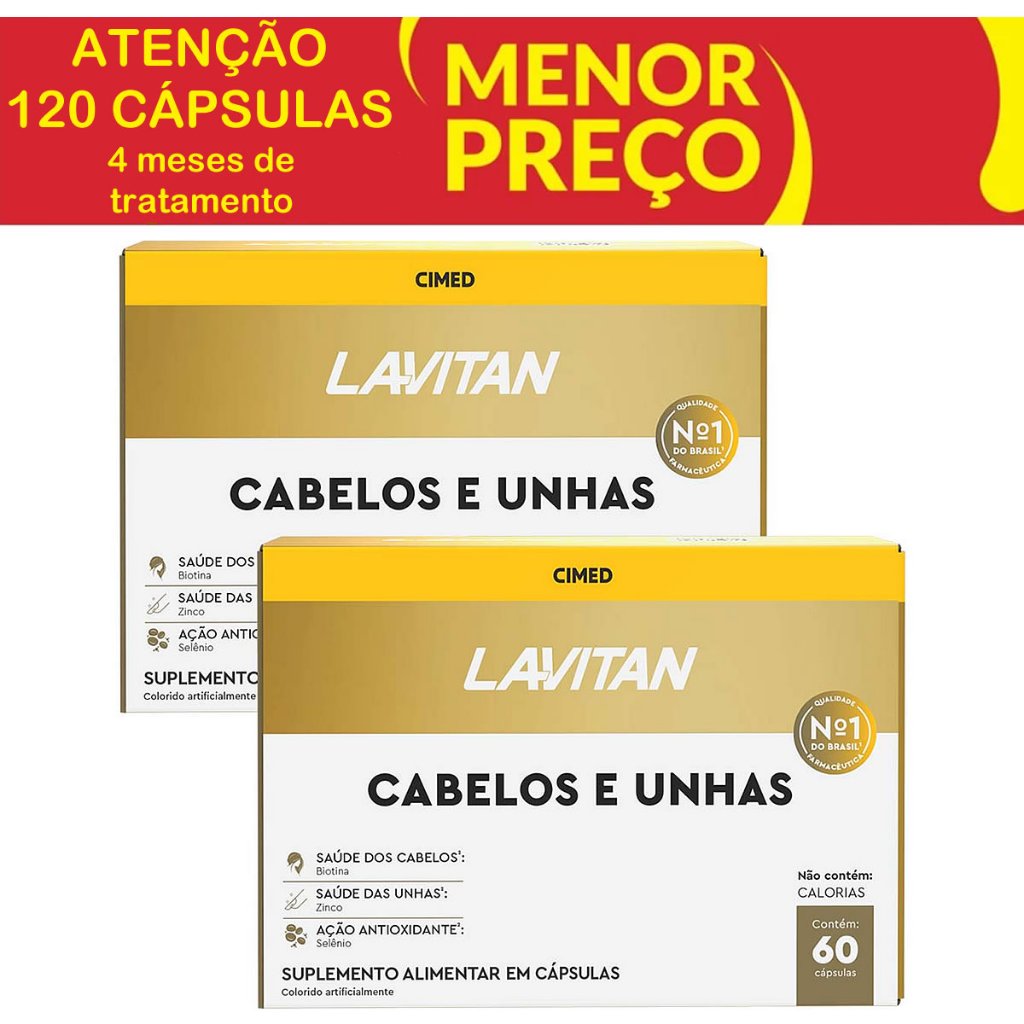 Kit 2 und Lavitan Cabelos e Unhas 60 Cápsulas