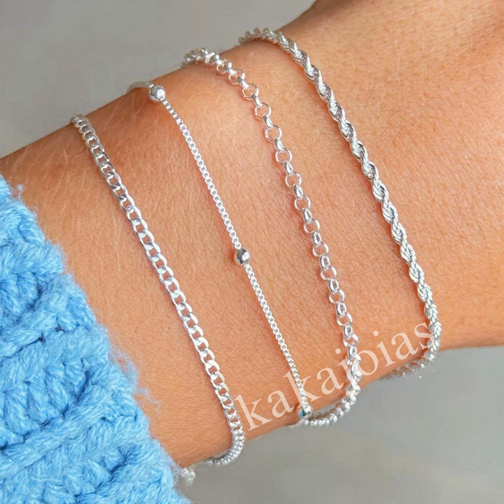 Pulseiras Prata 925 Feminina Fio Bolinhas