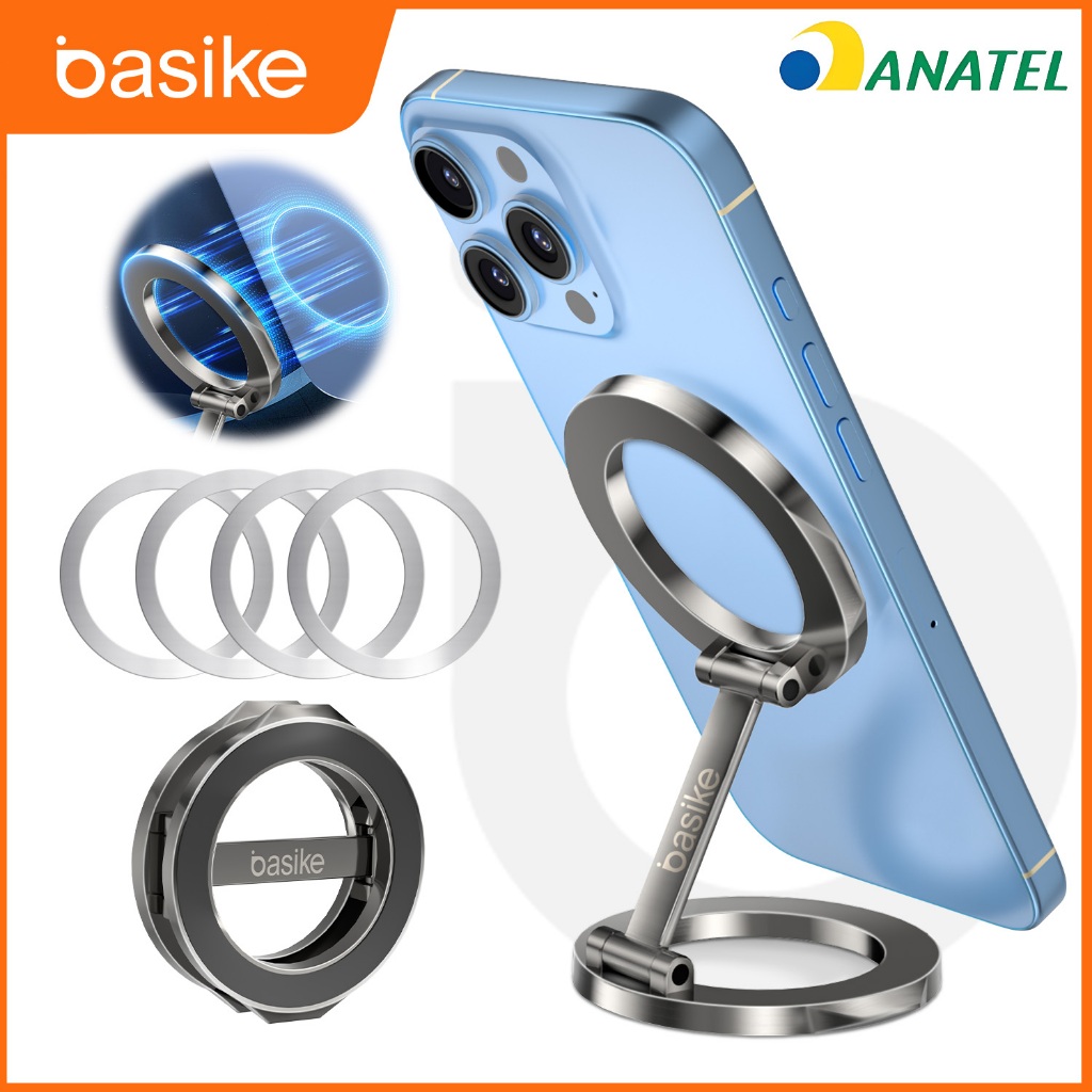 Basike Suporte Magnético Universal  - Dupla Face, 360° Giratório e Super Forte para Carro, Escritório e Casa