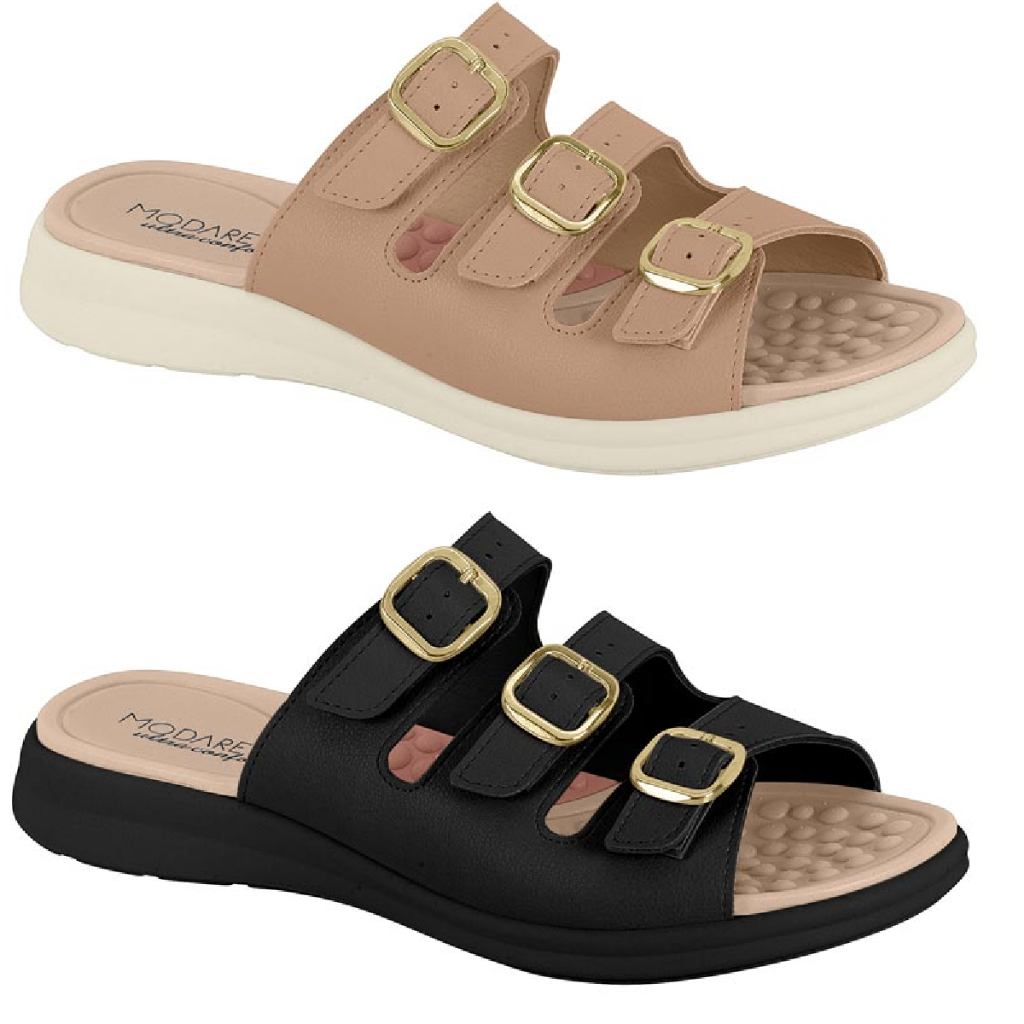 Tamanco Papete Chinelo Modare Fivela UltraConforto Ortopedico Esporao Massageadora Calce Facil Slide
