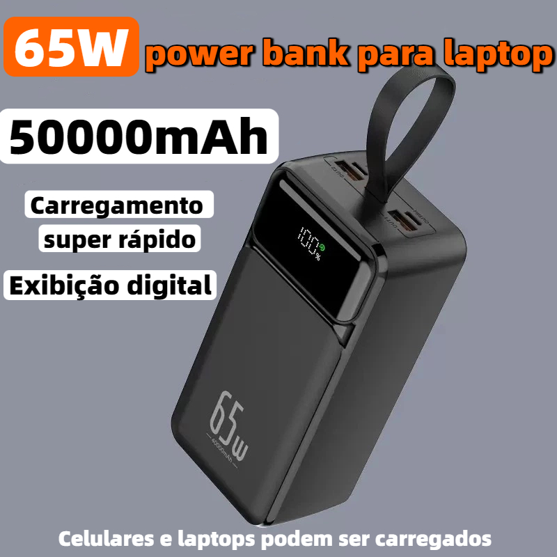 Power Bank 50000mAh 65W PD Rápido Alta Potência Para Mini Starlink Notebook e Celulares HREBOS PB-960