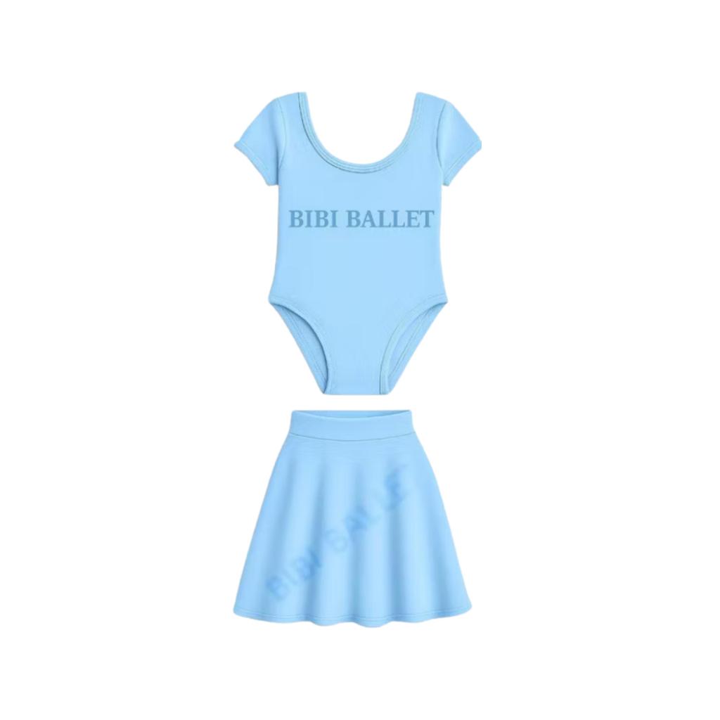 Kit 2 Itens (Azul Bebê) - Collant com ou sem Manga, e Saia de cós - Para ballet ou Jazz