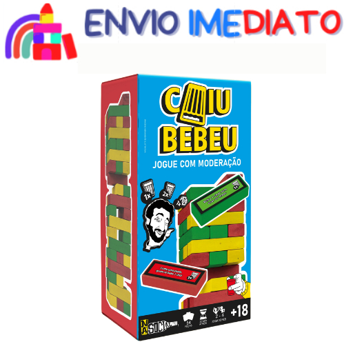 Jogo Caiu Perdeu PLUS - Em Madeira - Torre Madeira 54 Peças - Bebidas - Amigos - ENVIO IMEDIATO