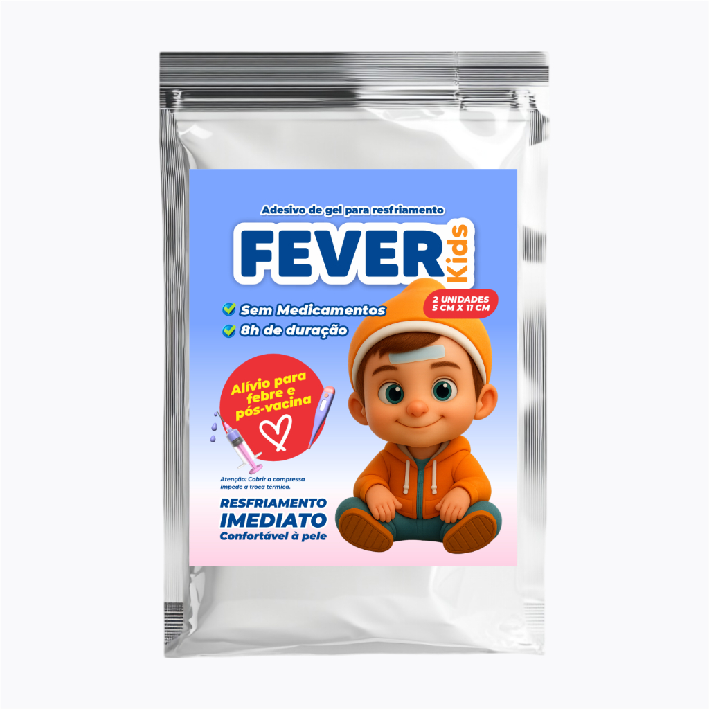 Fever Kids Adesivo Refrescante Infantil Febre e Pós-Vacina – 2 Unidades 5x11cm Sem Medicamentos