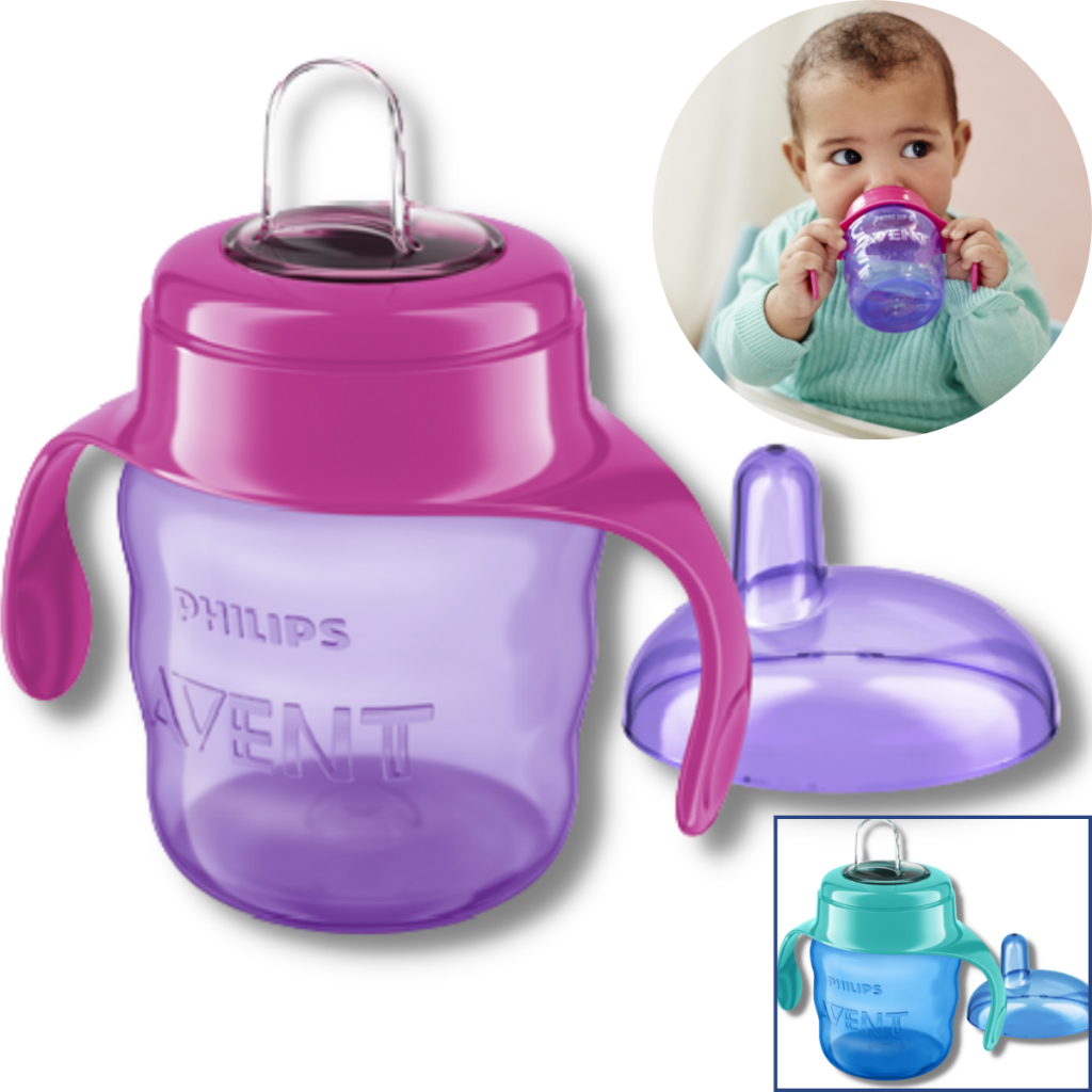 Copo Garrafinha Rosa Avent Transição Bebe Infantil Antivazamento