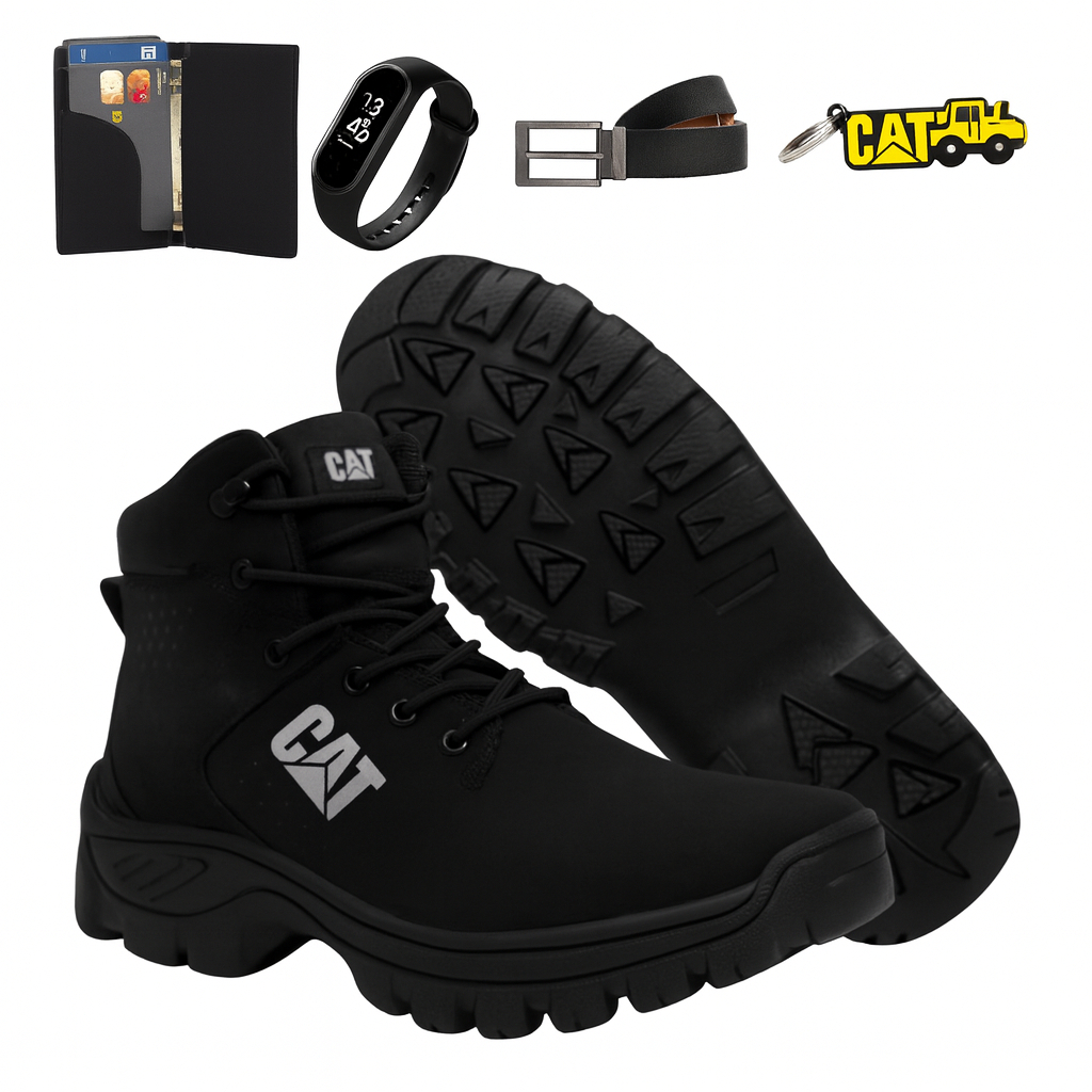 Bota Botina Coturno Masculino  Impermeável Em Couro