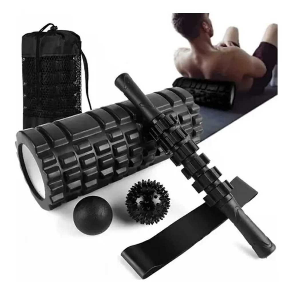 Kit 6 - Rolo Miofascial Bastão Bolas Massagem Mini Band Bolsa