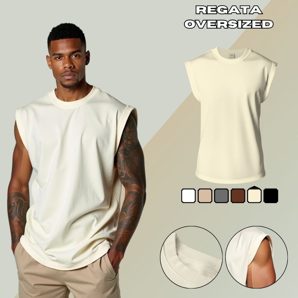 Camisa Regata Estilo Maromba Masculina Fitness Em Algodão Oversized