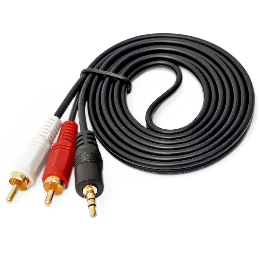 Cabo P2 X 2 RCA 3 Metros Áudio Auxiliar Profissional Macho Estéreo - KP-PR201 - KNUP