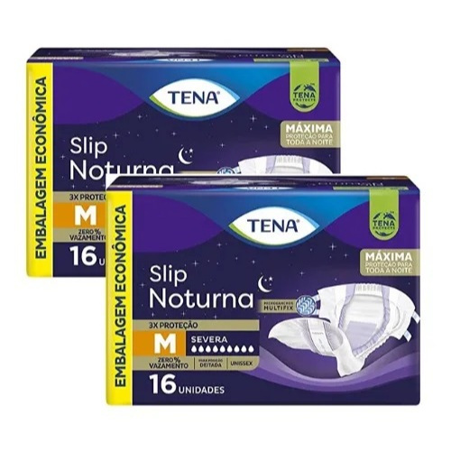Kit 2ptes Fralda TENA SLIP NOTURNA M 16un (Total 32un)