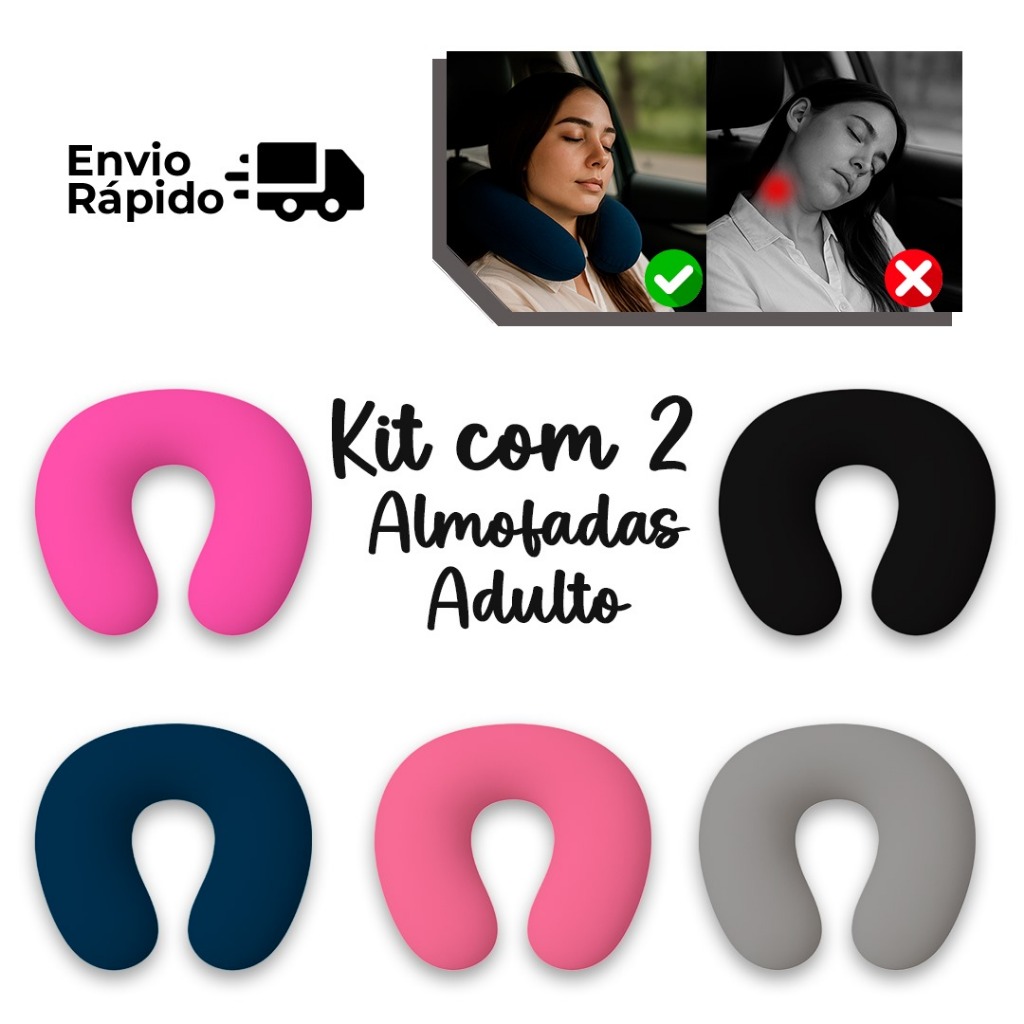 kit 2 Travesseiros Luxos Protetor E Descanso Para Pescoço Viagens Leitura Lindos Várias Cores