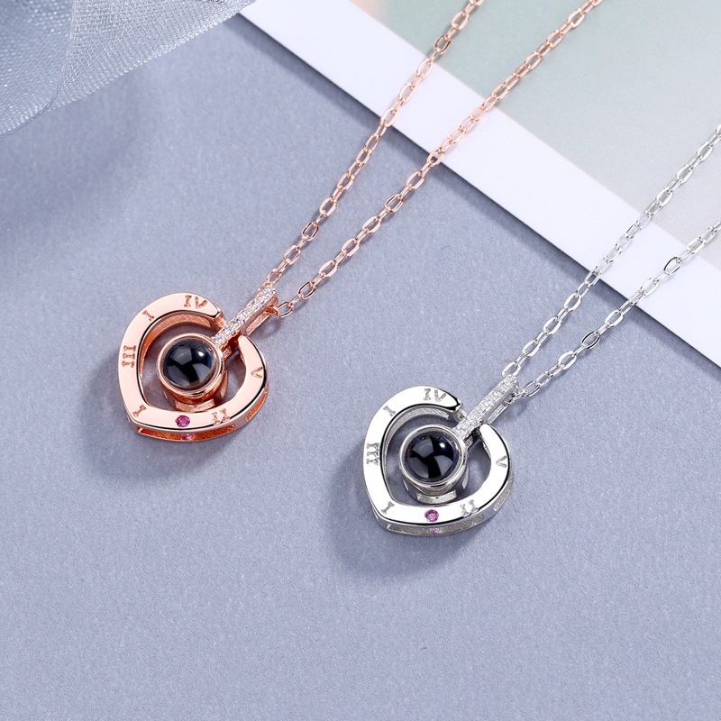 Colar Feminino Eu Te Amo 100 Idiomas Projetivo Pingente Luxo Rosa Dourado Prata Presente Namorada Elegante