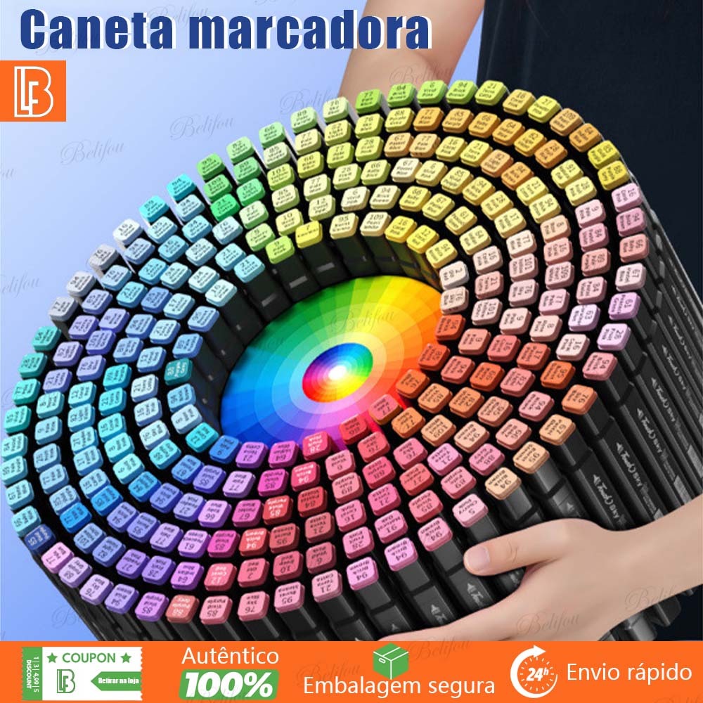 48 Cores Caneta Marcadora Com Ponta Dupla Branco/Preto/Pintura De Arte