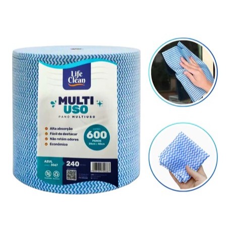 Rolo de 600 Panos Perflex Multiuso 20x40 Azul para Todas as Necessidades 240m