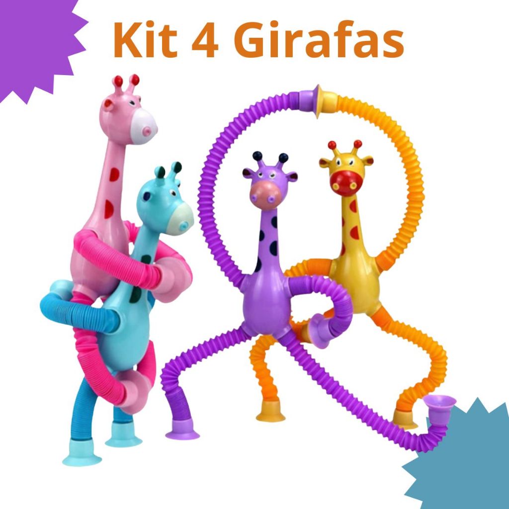 Girafas Estica e Gruda Brinquedo Infantil Pop It Tubo Led Com Ventosa