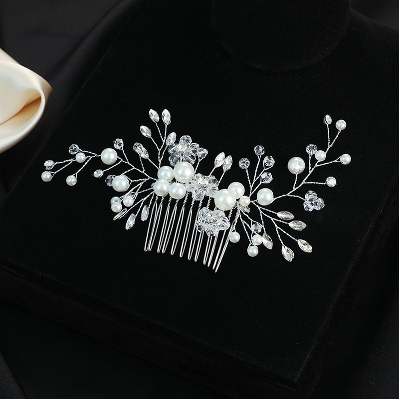 Pente Noiva Pérolas e Strass Acessório de Cabelo Casamento Festa Debutante Presente Elegante Luxo