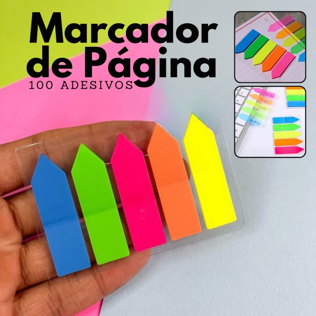 Adesivo Marcador De Página Colorido Escritório Leitura Escola Organizaçar Matéria Faculdade