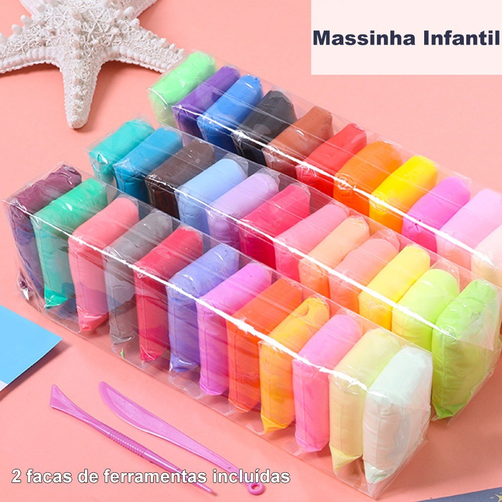 Kit12 Massinha de Modelar + 2 Ferramentas de Modelar Divertida