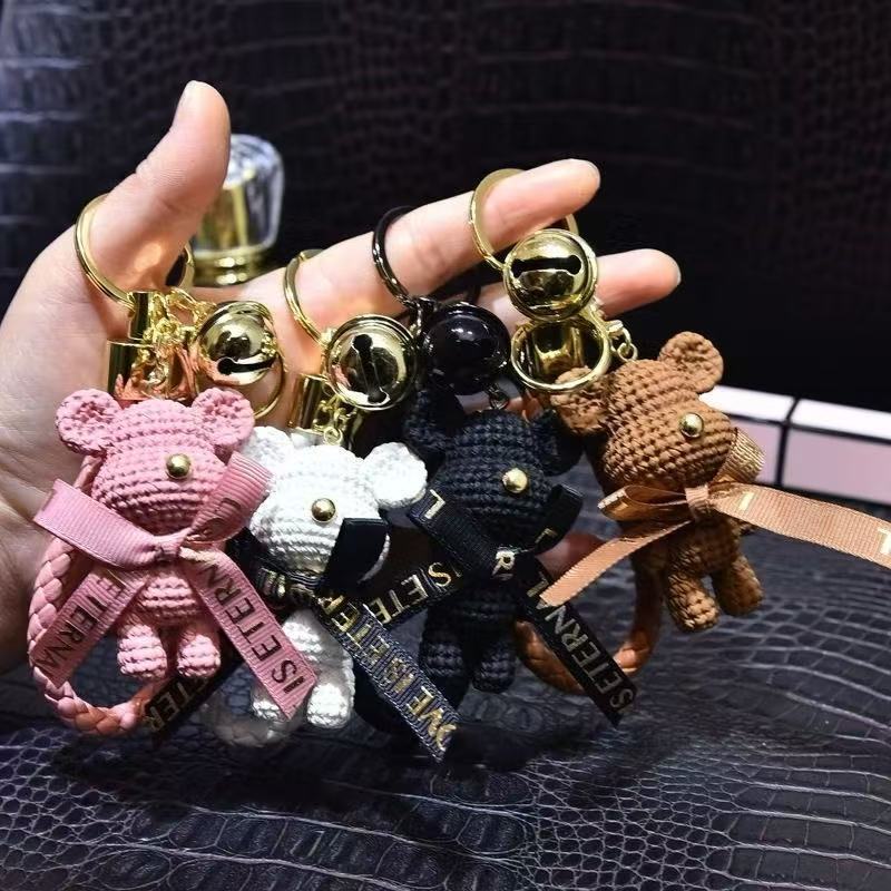 Chaveiro De Atacado De Urso Fofo-Resina Com Pingente De Bolsa De Casal | Acessório De Chave De Pelúcia De Desenho Animad