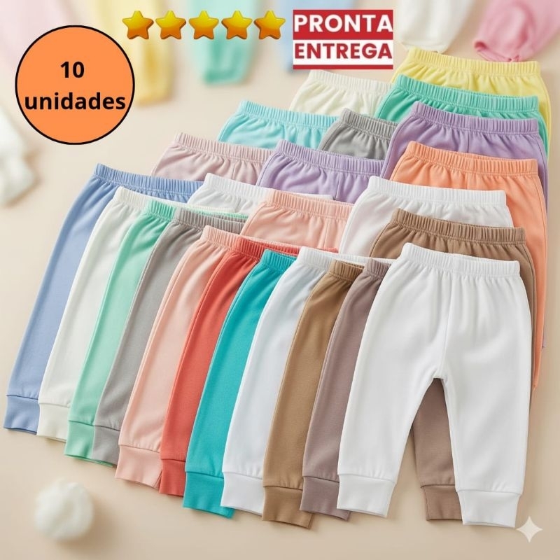10 Mijão Calça Sem pé Bebê 100% Algodão RN P M G  GG  Menino  Menina Neutro