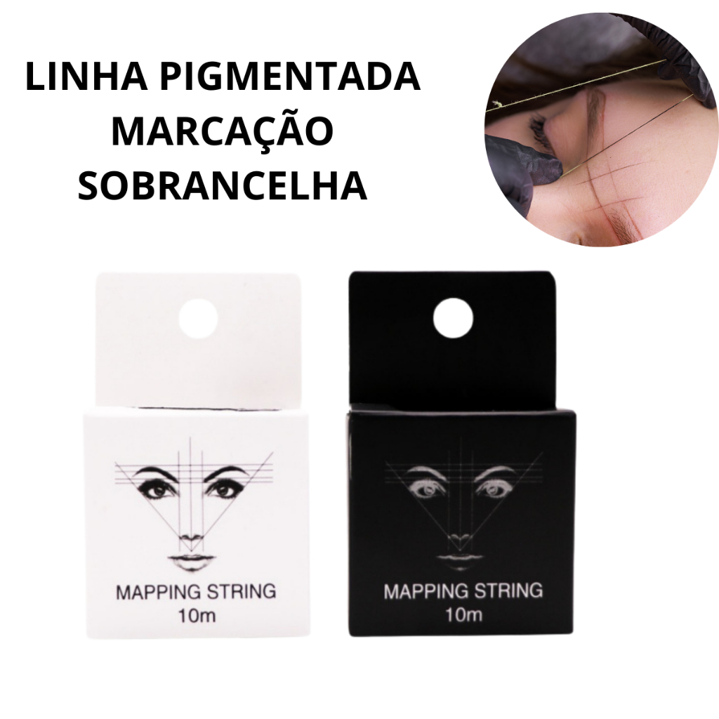 Linha Pigmentada Marcação de Sobrancelhas Preta Branca Mapeamento Marcador Design de Sobrancelha