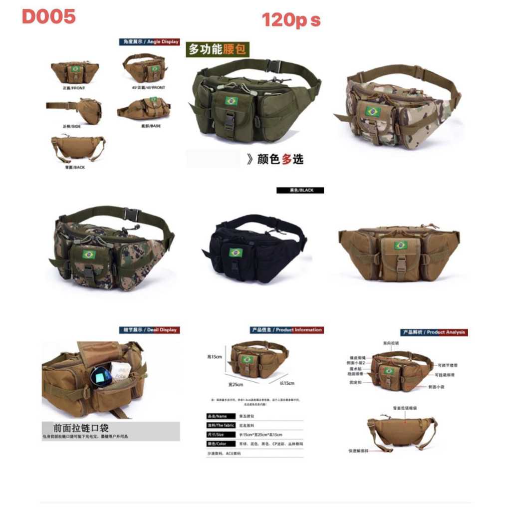 Pochete tatica militar para Acampamento Caça Camping Bolsa de cintura Impermeavel Multiuso Trilha