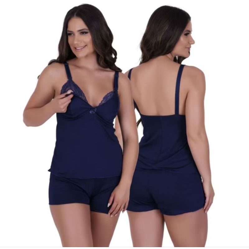 Baby Doll amamentação pós parto pijama gestante saída de maternidade conforto para amamentar grávida recém nascido