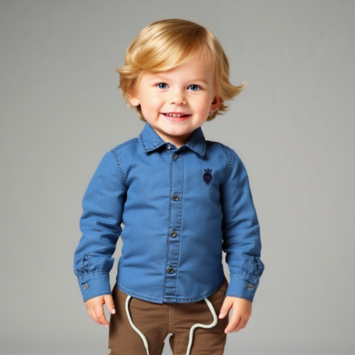 camisa jeans bebe menino manga longa tam P ,M e G