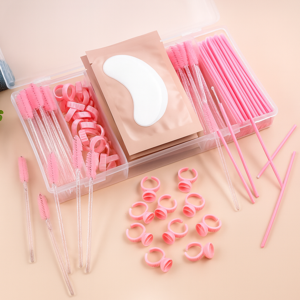 Estojo Organizador Completo para Extensão de Cílios Box C/ Escovinhas, Micropore, Microbrush e Pads