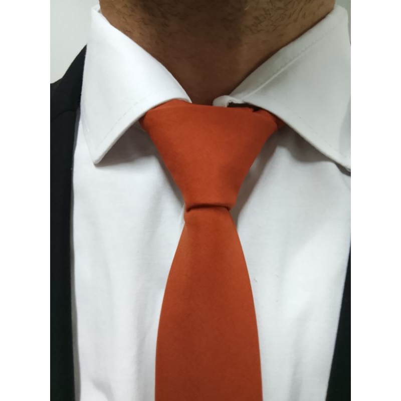 gravata terra cota tradicional slim (tecido Oxford/oxfordine)