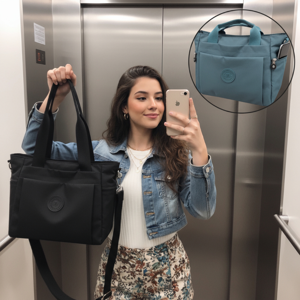 Bolsa Feminina De Nylon De Ombro Casual Lona Mensageiro Tecido Grande Capacidade para Sacolas Transversal e Computador