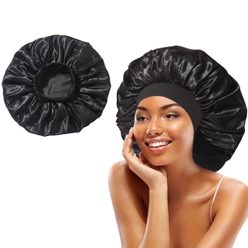 Touca de Cetim Ant Frizz Com Faixa Larga：Uso para Dormir, Cozinha e Banho