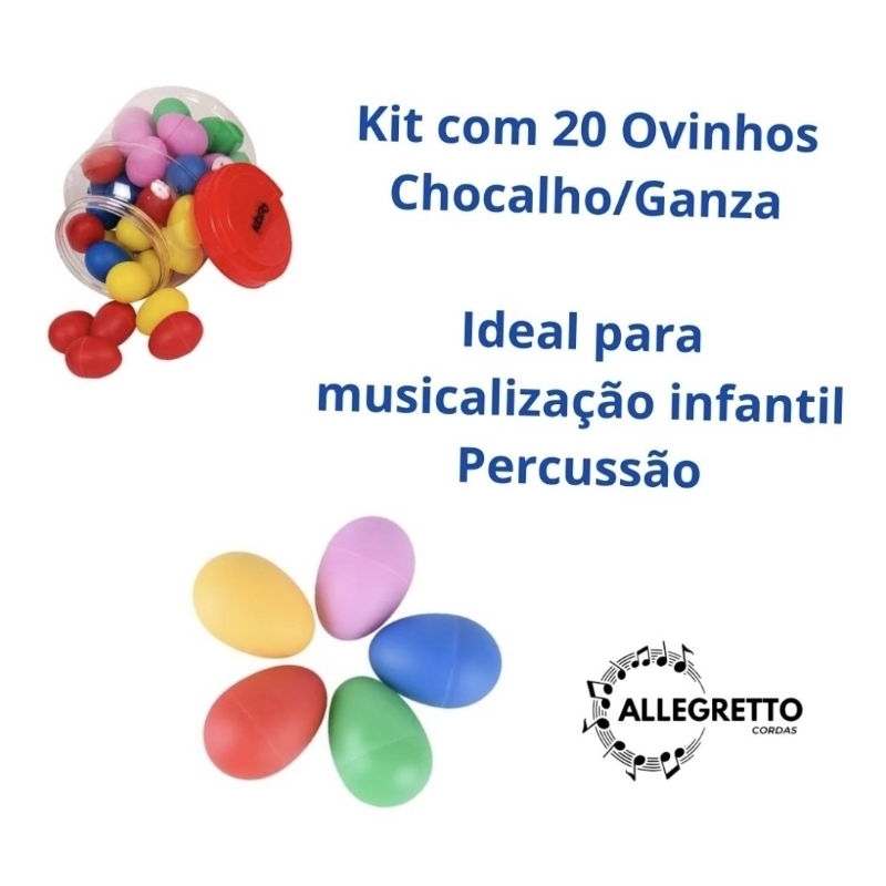 Kit 20 Ovinhos de Percussão Coloridos Musicalização Infantil