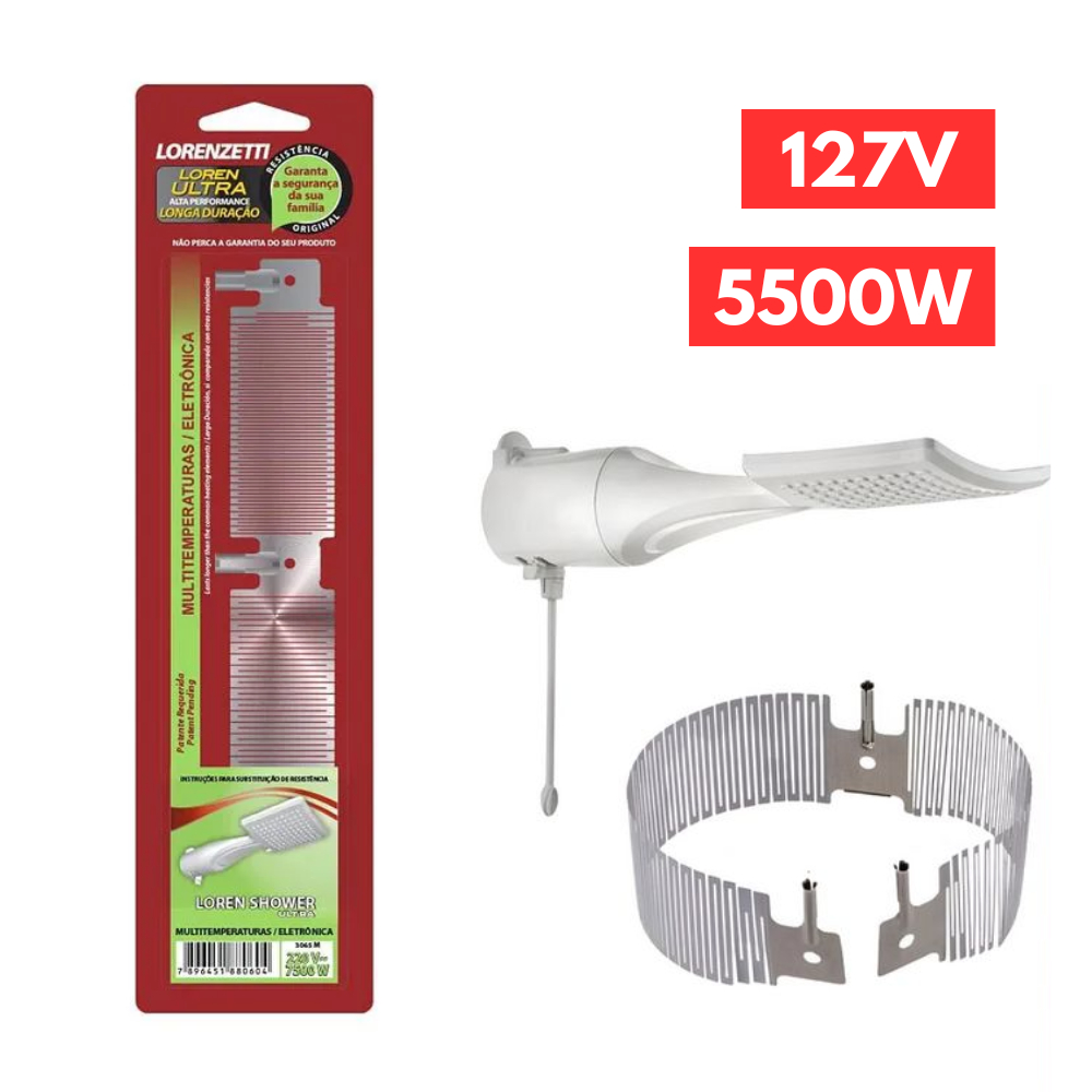Resistência Chuveiro Loren Shower Lorenzetti Ultra 127v 5500w Banho Banheiro Alta Performance Turbo Ducha