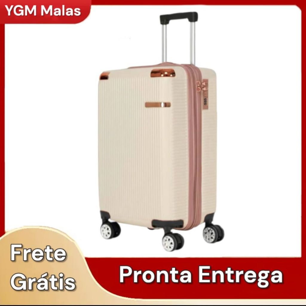 Mala De Viagem Bordo 10kg 18KG Pequena Média Abs Rígida Rodinhas 360 Com Zíper Expansivel