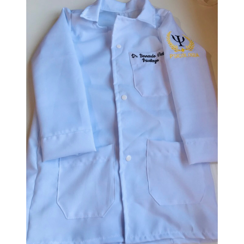 Jaleco Psicologia Infantil Branco Personalizado (BORDAMOS QUALQUER NOME )