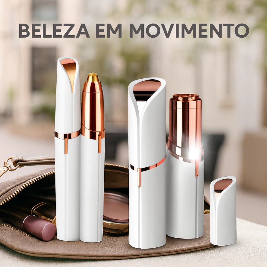 Kit 2 Depiladores Caneta Batom Portátil Indolor Tira Pelos Elétrico Rosto Nariz Sobrancelha