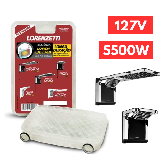 Resistência Chuveiro Lorenzetti Acqua Duo Ultra Storm 127v 5500w Lorenzetti Star Storm Jet Wave Ducha Banheiro Banho