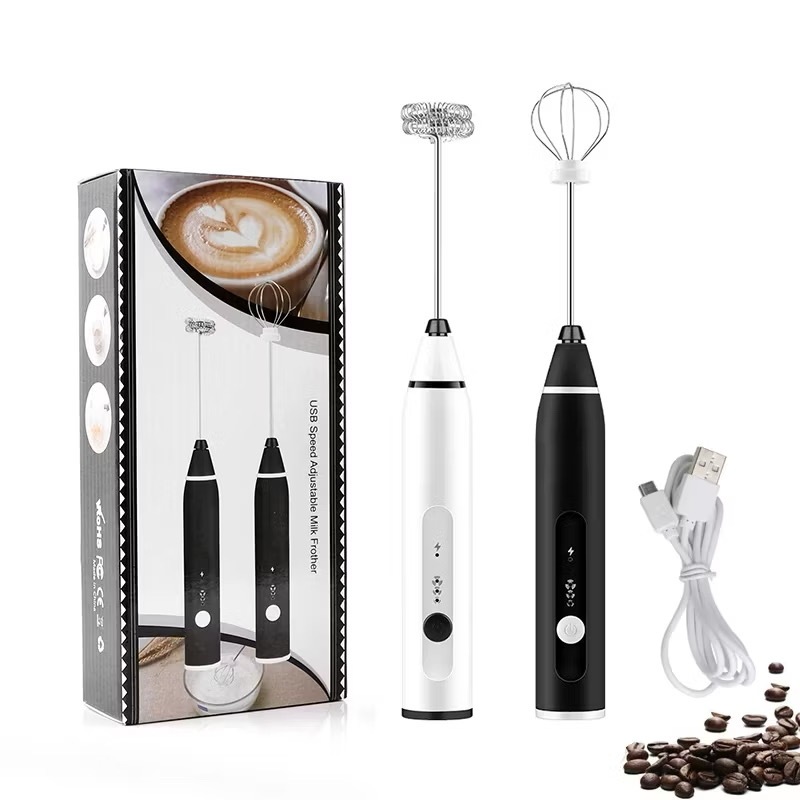 Mixer Batedor Elétrico Misturador de Bebidas Recarregável USB 3 Velocidades Ovos Leite Cozinha